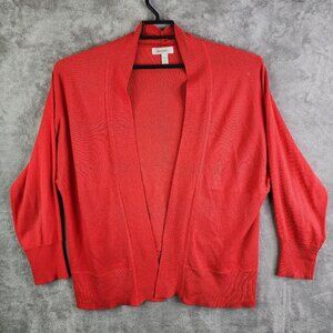 Womens Red Dressbarn Open Front Cardigan Sweater Long Sleeve Size 2X